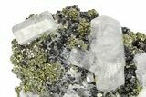 Columnar Calcite Crystals on Pyrite and Quartz - Fluorescent! #281680-3